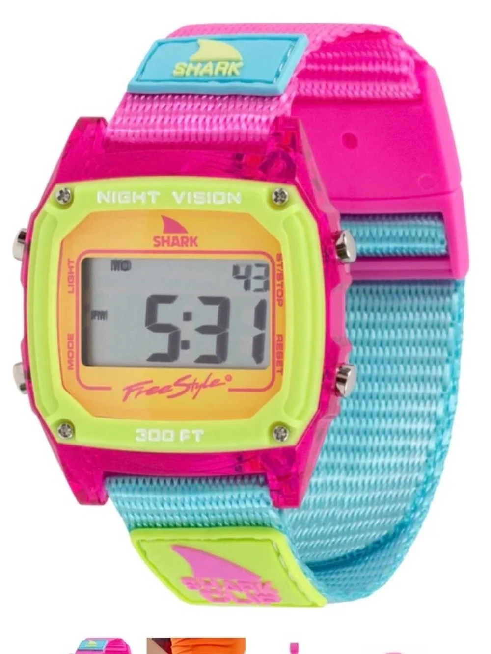 Freestyle Neon Mint Purple Blue Clip Watch